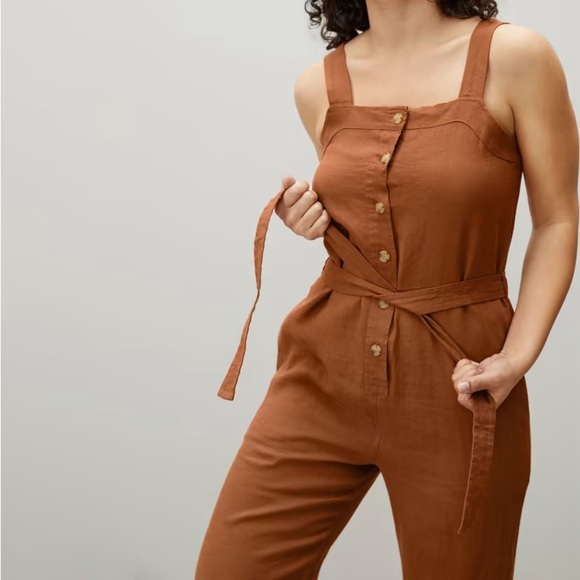 Everlane Burnt Orange The Linen Jumpsuit Size 00‎ - Picture 11 of 13